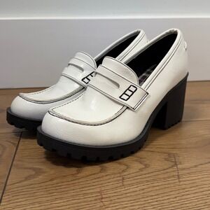 Chunky Platform Loafers Lug Sole Cream Preppy Academia Y2K 6